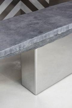 Willy Rizzo A Willy Rizzo Faux Slate and Polished Chrome Console Table - 4654910