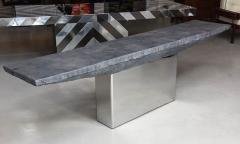 Willy Rizzo A Willy Rizzo Faux Slate and Polished Chrome Console Table - 4654912