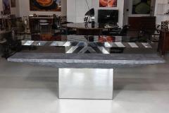 Willy Rizzo A Willy Rizzo Faux Slate and Polished Chrome Console Table - 4654913