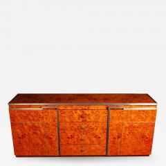 Willy Rizzo Chrome and Burl Wood Credenza in the Style of Willy Rizzo Italy 1970 - 1602809