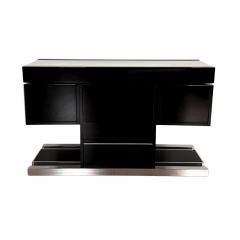 Willy Rizzo Convertible Bar Black Lacquer Chrome Leather Italy circa 1970 - 4573006