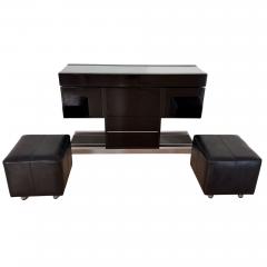 Willy Rizzo Convertible Bar Black Lacquer Chrome Leather Italy circa 1970 - 4573008
