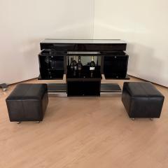 Willy Rizzo Convertible Bar Black Lacquer Chrome Leather Italy circa 1970 - 4573010