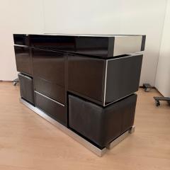 Willy Rizzo Convertible Bar Black Lacquer Chrome Leather Italy circa 1970 - 4573011