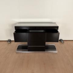 Willy Rizzo Convertible Bar Black Lacquer Chrome Leather Italy circa 1970 - 4573013