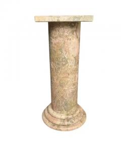 Willy Rizzo Italian Mid Century Transitional Modern Green Pink Beige Marble Pedestal Table - 3947291