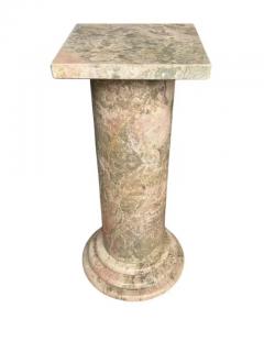 Willy Rizzo Italian Mid Century Transitional Modern Green Pink Beige Marble Pedestal Table - 3947294