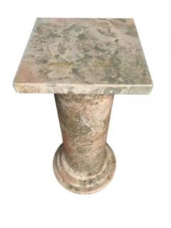 Willy Rizzo Italian Mid Century Transitional Modern Green Pink Beige Marble Pedestal Table - 3947295