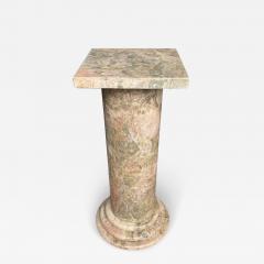 Willy Rizzo Italian Mid Century Transitional Modern Green Pink Beige Marble Pedestal Table - 3948531