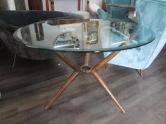 Willy Rizzo Italian Modern Brass Tripod Center Table With Glass Top - 3649812