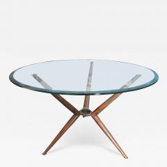 Willy Rizzo Italian Modern Brass Tripod Center Table With Glass Top - 3655180