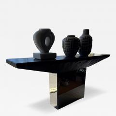 Willy Rizzo Italian Modern Polished Chrome Stone Console Table 1980 Willy Rizzo - 4710115