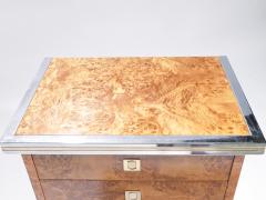 Willy Rizzo Italian Pair of Willy Rizzo burl brass and chrome chest of drawers 1970s - 997046