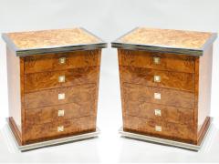 Willy Rizzo Italian Pair of Willy Rizzo burl brass and chrome chest of drawers 1970s - 997050