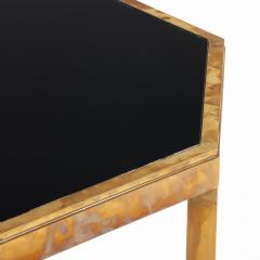 Willy Rizzo Italian black glass and brass dining table attributed to Willy Rizzo C 1970  - 4252503