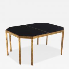 Willy Rizzo Italian black glass and brass dining table attributed to Willy Rizzo C 1970  - 4252755