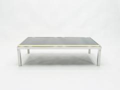 Willy Rizzo Large brass and chrome Coffee Table Willy Rizzo model Flaminia 1970s - 1513786