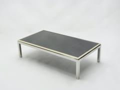 Willy Rizzo Large brass and chrome Coffee Table Willy Rizzo model Flaminia 1970s - 1513788