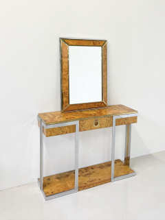 Willy Rizzo Mid Century Modern Console With Mirror in the style of Willy Rizzo 1970s - 3320121