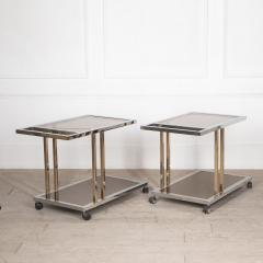 Willy Rizzo Pair of Italian Mid Century Brass Chrome Dessert Trolleys by Willy Rizzo - 3263255