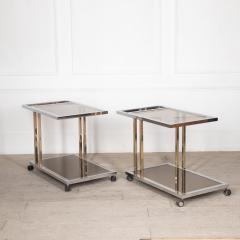 Willy Rizzo Pair of Italian Mid Century Brass Chrome Dessert Trolleys by Willy Rizzo - 3263256