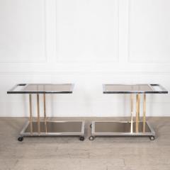 Willy Rizzo Pair of Italian Mid Century Brass Chrome Dessert Trolleys by Willy Rizzo - 3263259