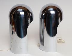 Willy Rizzo Pair of Italian Modern Space Age Sculptural Chrome Helmet Table Lamps - 4738291