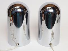 Willy Rizzo Pair of Italian Modern Space Age Sculptural Chrome Helmet Table Lamps - 4738293