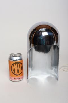 Willy Rizzo Pair of Italian Modern Space Age Sculptural Chrome Helmet Table Lamps - 4738295