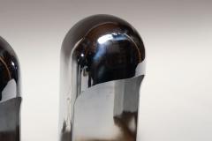 Willy Rizzo Pair of Italian Modern Space Age Sculptural Chrome Helmet Table Lamps - 4738297