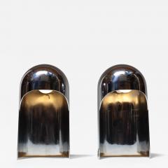 Willy Rizzo Pair of Italian Modern Space Age Sculptural Chrome Helmet Table Lamps - 4738386