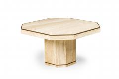 Willy Rizzo Pair of Willy Rizzo for Jean Charles Modern Travertine Low Octagonal Tables - 4172463