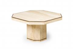 Willy Rizzo Pair of Willy Rizzo for Jean Charles Modern Travertine Low Octagonal Tables - 4172465