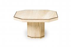 Willy Rizzo Pair of Willy Rizzo for Jean Charles Modern Travertine Low Octagonal Tables - 4172466