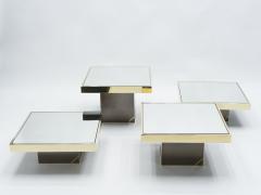 Willy Rizzo Set of 4 Willy Rizzo brass mirrored coffee tables 1970s - 1329687