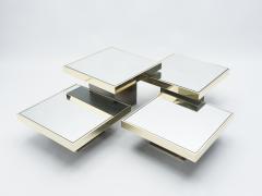 Willy Rizzo Set of 4 Willy Rizzo brass mirrored coffee tables 1970s - 1329688