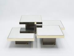 Willy Rizzo Set of 4 Willy Rizzo brass mirrored coffee tables 1970s - 1329689