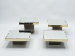 Willy Rizzo Set of 4 Willy Rizzo brass mirrored coffee tables 1970s - 1329690