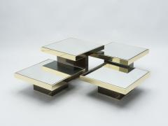 Willy Rizzo Set of 4 Willy Rizzo brass mirrored coffee tables 1970s - 1329691