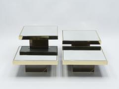 Willy Rizzo Set of 4 Willy Rizzo brass mirrored coffee tables 1970s - 1329695