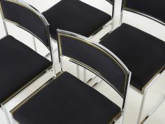 Willy Rizzo Set of 4 chairs Brass chrome black alcantara by Willy Rizzo 1970s - 2469468