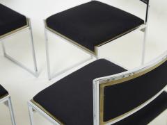 Willy Rizzo Set of 4 chairs Brass chrome black alcantara by Willy Rizzo 1970s - 2469470