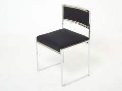Willy Rizzo Set of 4 chairs Brass chrome black alcantara by Willy Rizzo 1970s - 2469476