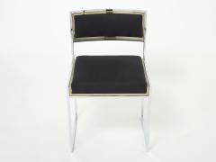Willy Rizzo Set of 4 chairs Brass chrome black alcantara by Willy Rizzo 1970s - 2469477