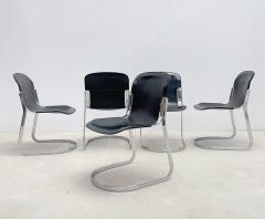 Willy Rizzo Set of Six Dining Chairs by Willy Rizzo for Cidue in Leather Steel - 2980793