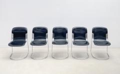 Willy Rizzo Set of Six Dining Chairs by Willy Rizzo for Cidue in Leather Steel - 2980795