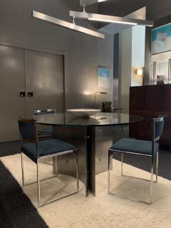 Willy Rizzo Set of eight dining chairs in chrome plated metal and fabric Italy 1970s - 4281845