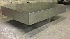 Willy Rizzo Style of Willy Rizzo Pure Design Brushed Steel Table with Lucite Lightening Base - 409259