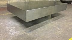 Willy Rizzo Style of Willy Rizzo Pure Design Brushed Steel Table with Lucite Lightening Base - 409262