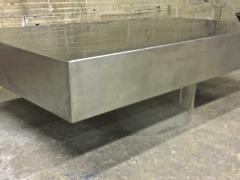Willy Rizzo Style of Willy Rizzo Pure Design Brushed Steel Table with Lucite Lightening Base - 409263